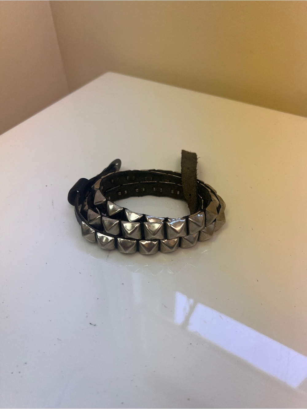 Studded Leather Skinny Belt - Black with Silver Studs